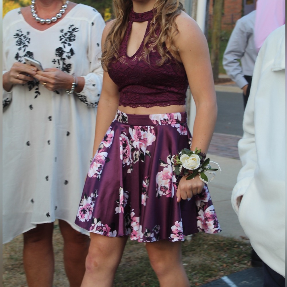 WORN ONCE Two-Piece Purple Floral City Triangles Dress